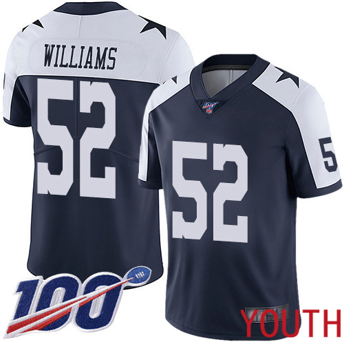 Youth Dallas Cowboys Limited Navy Blue Connor Williams Alternate 52 100th Season Vapor Untouchable Throwback NFL Jersey